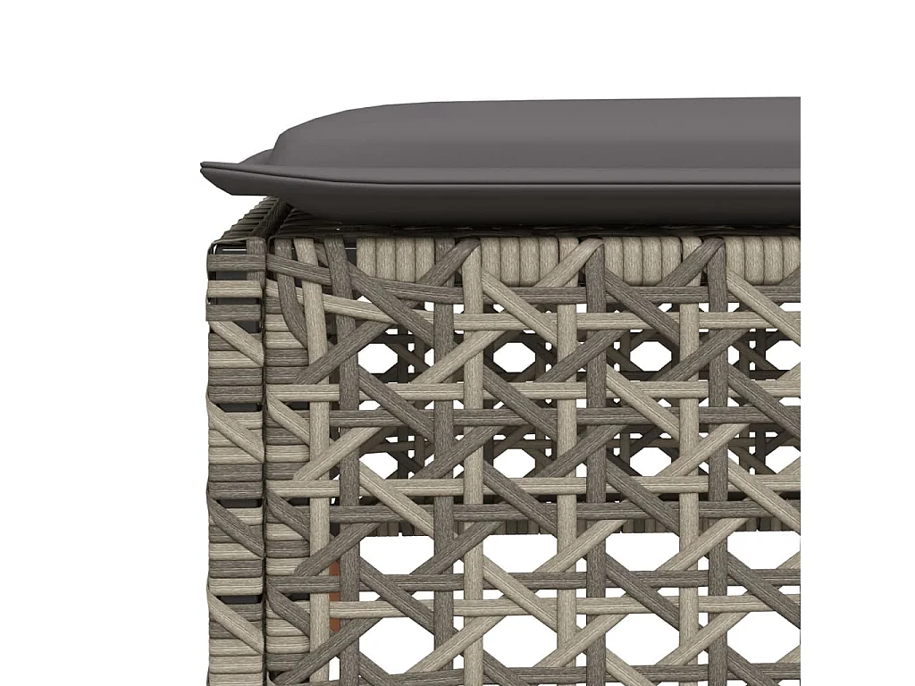 8 pcs conjunto sofás de jardim c/ almofadões vime PE cinzento