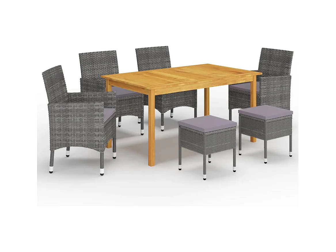Ensemble à manger de jardin 7 pcs Gris