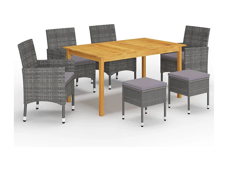 Set Mobili da Pranzo per Giardino 7 pz Grigio