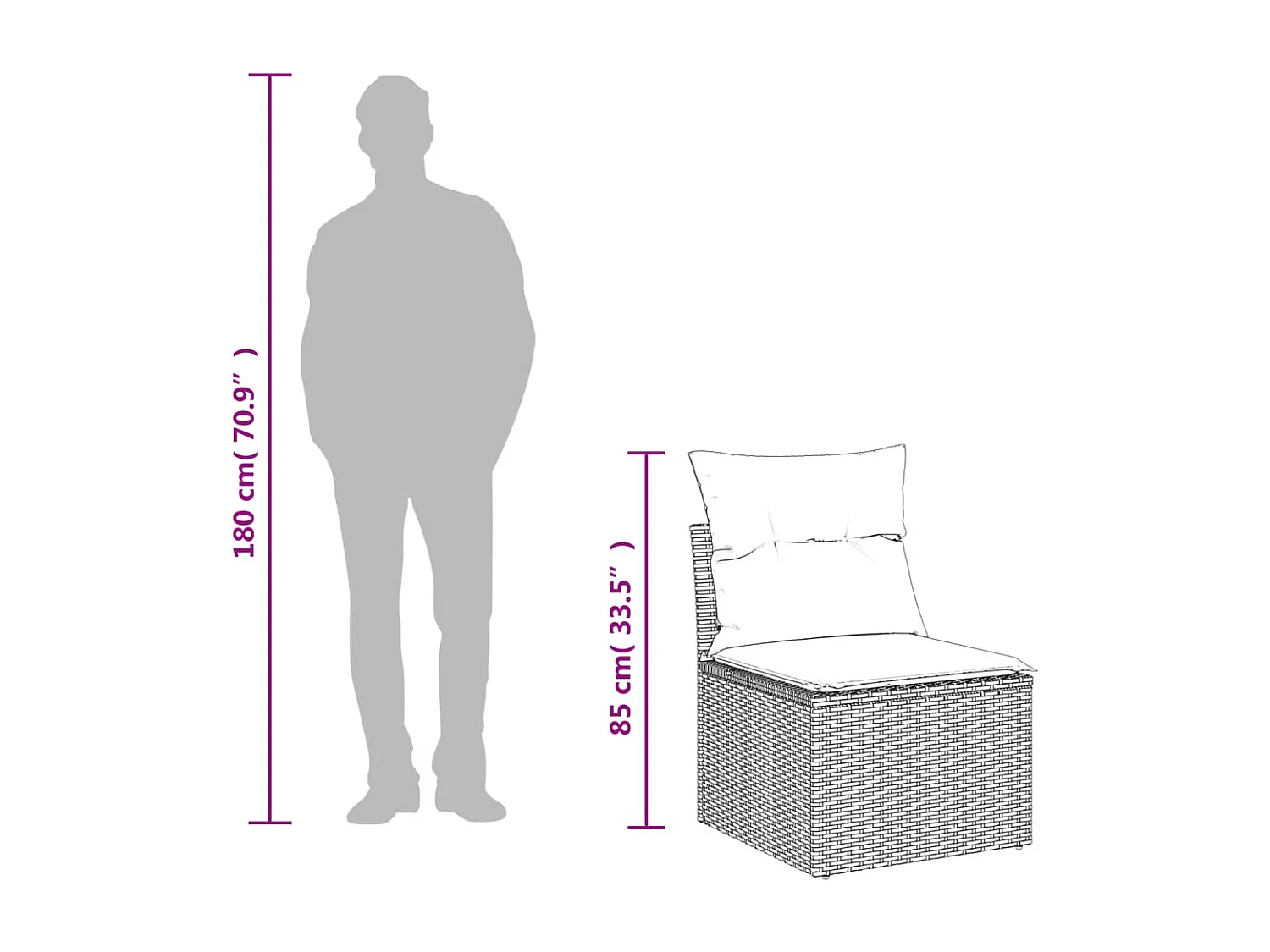 9-delige Loungeset met kussens poly rattan zwart