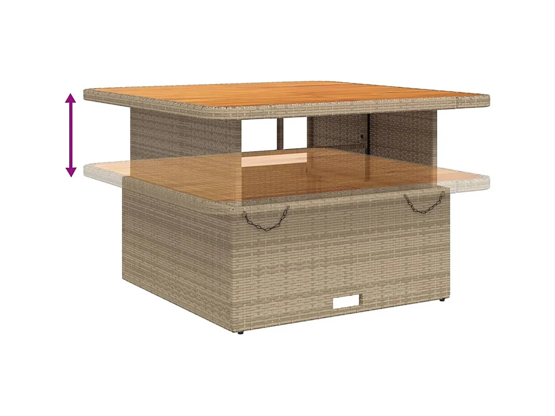 2-delige Tuinset met kussens poly rattan beige