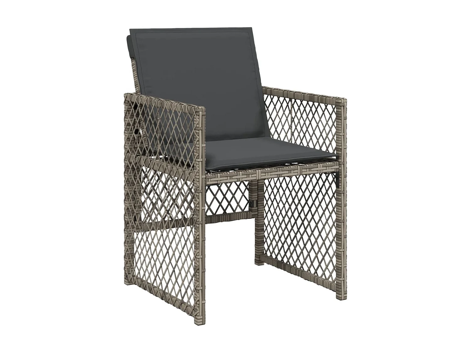 Set da Pranzo da Giardino 9 pz con Cuscini in Polyrattan Grigio