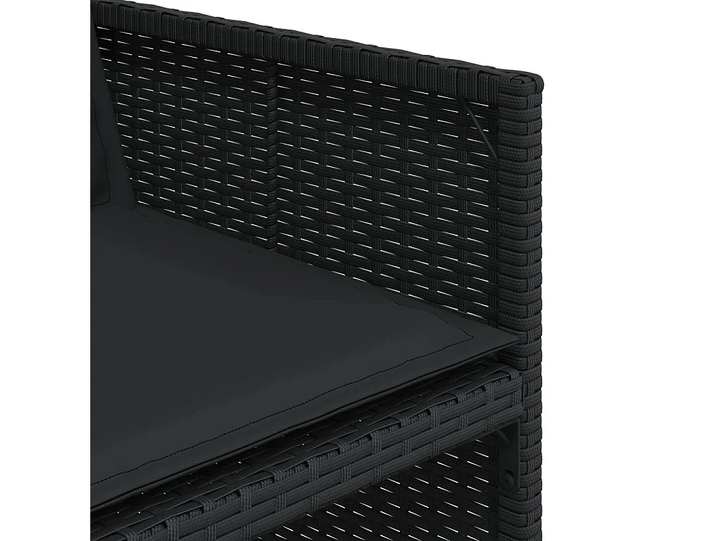 Set da Pranzo da Giardino 9 pz con Cuscini Nero in Polyrattan