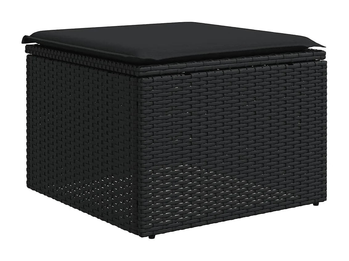 11 pcs conjunto sofás de jardim c/ almofadões vime PE preto