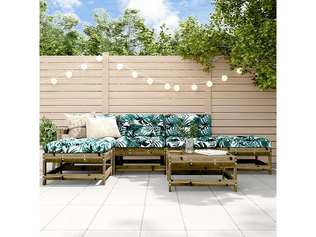 Set Salotto da Giardino 6 pz in Legno Impregnato di Pino