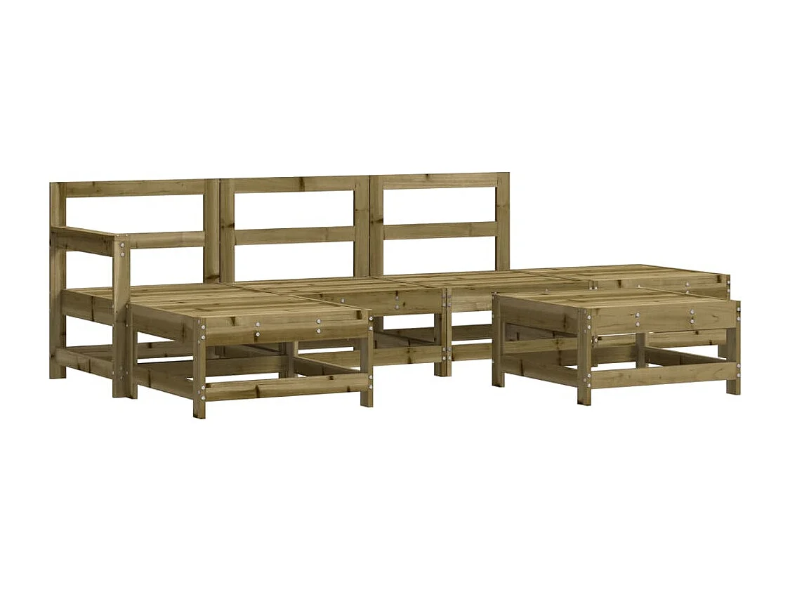 Set Salotto da Giardino 6 pz in Legno Impregnato di Pino