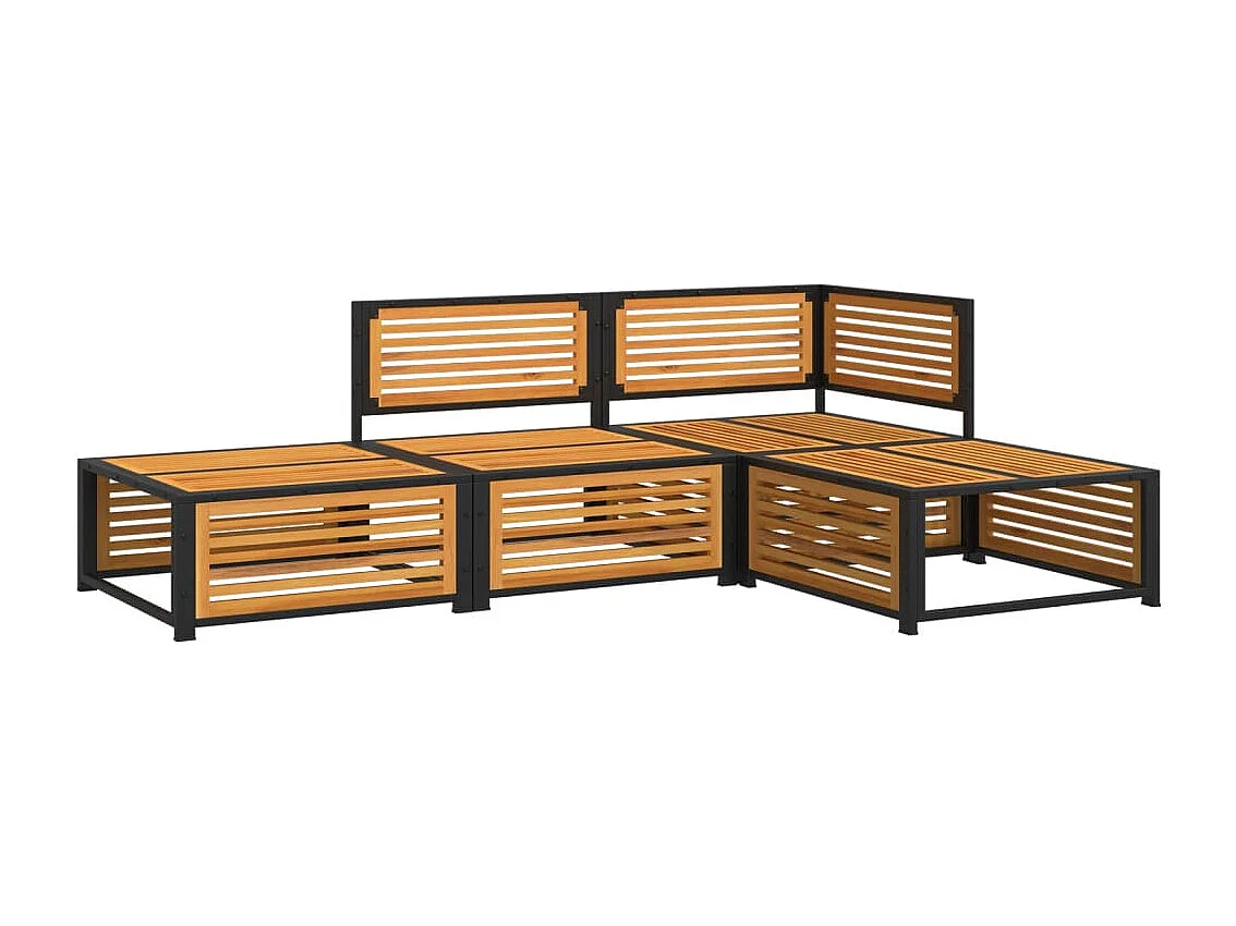 Set Divani da Giardino 4pz con Cuscini Legno Massello di Acacia