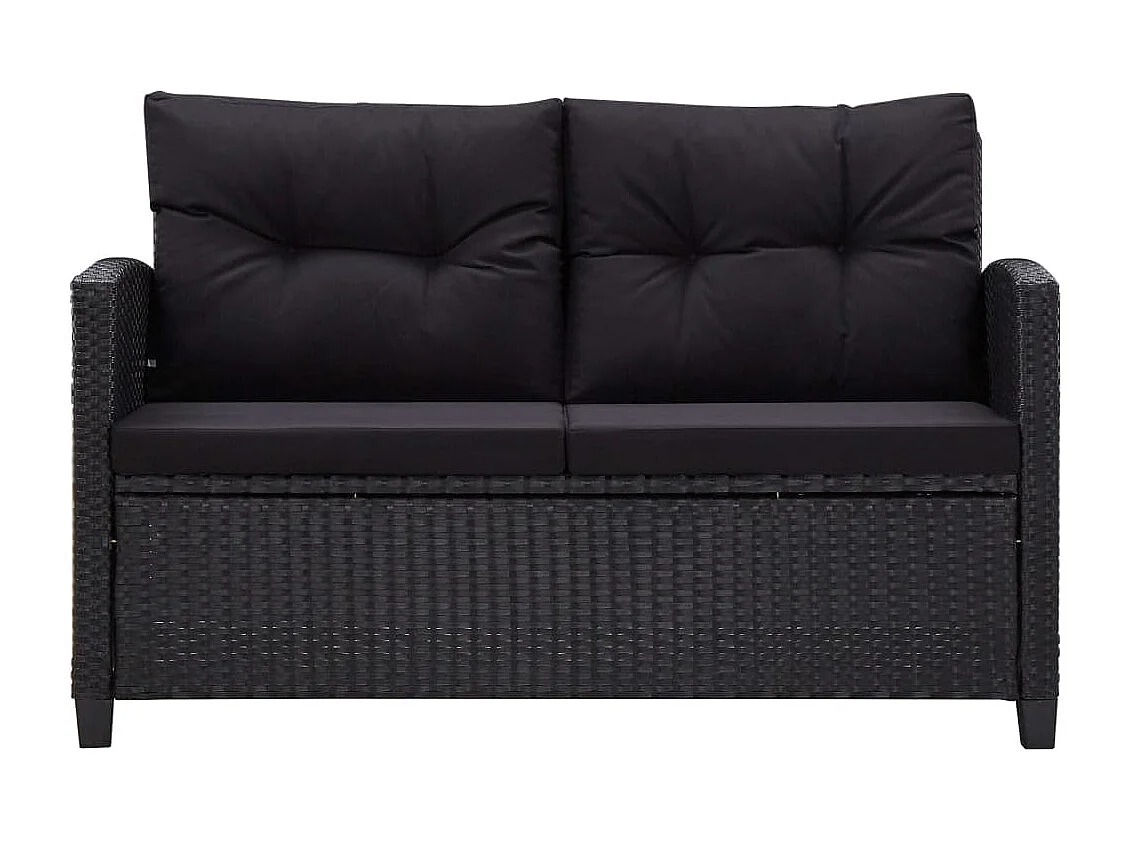 Ensemble à manger de jardin coussins noirs 3 pcs Résine tressée