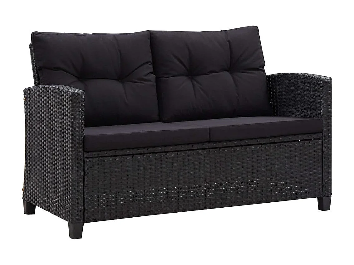 Ensemble à manger de jardin coussins noirs 3 pcs Résine tressée