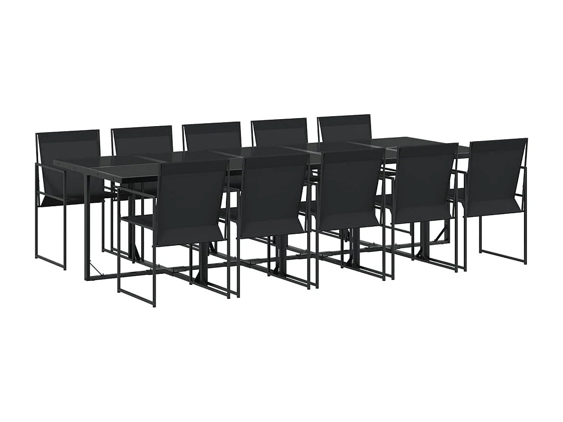 11-tlg. Garten-Essgruppe Schwarz Textilene