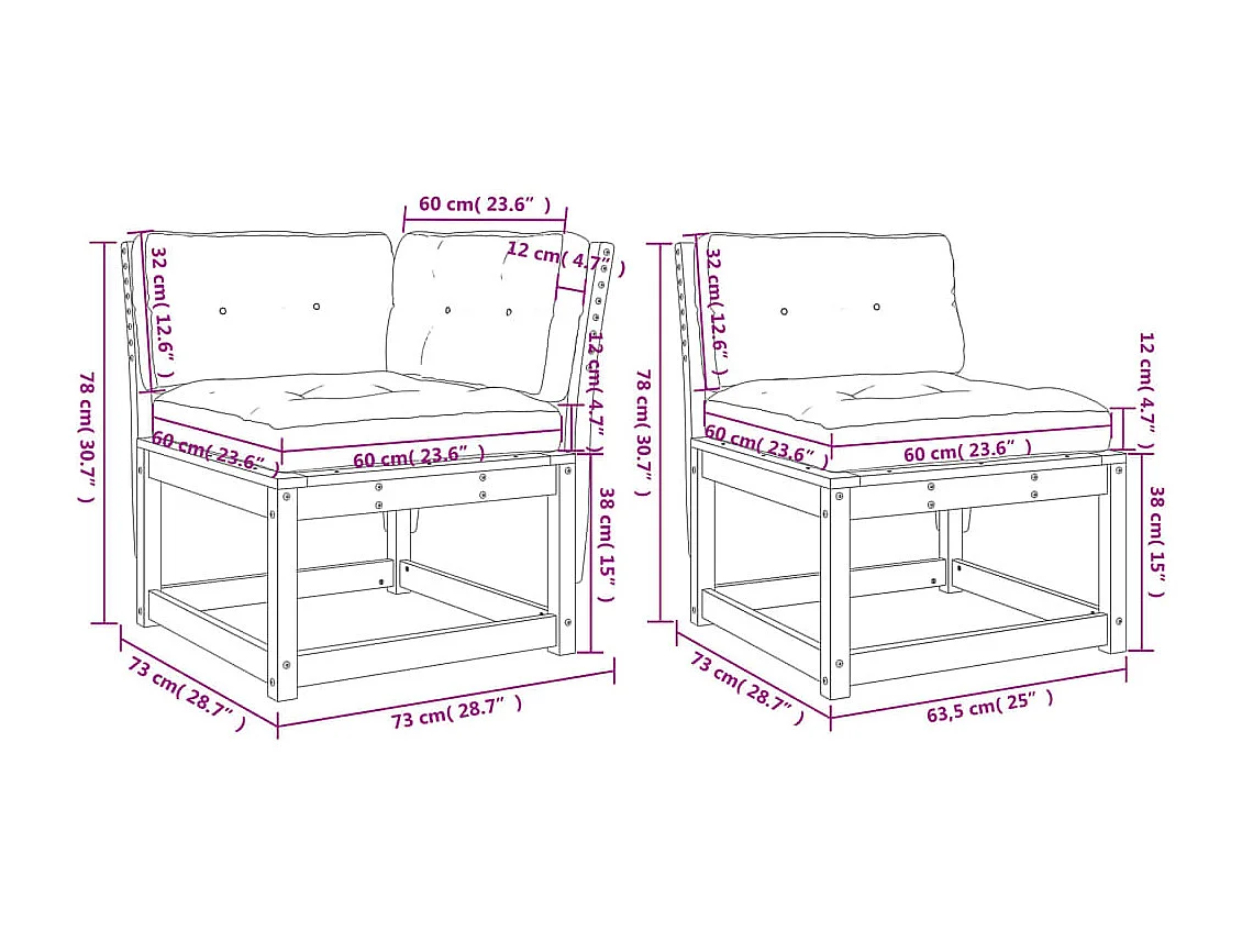 Salon de jardin 5 pcs avec coussins blanc bois massif de pin