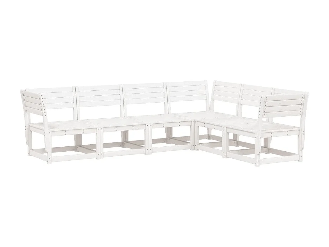 Salon de jardin 6 pcs blanc bois de pin massif