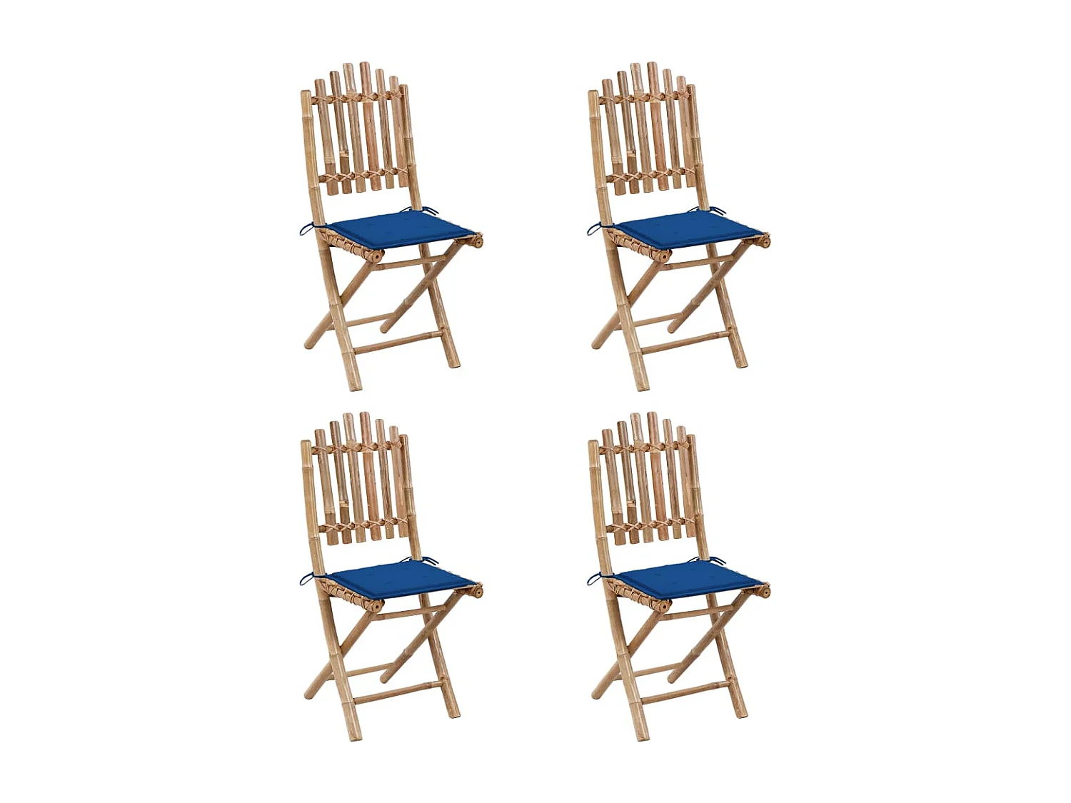 Mobilier à dîner d'extérieur pliable 5 pcs avec coussins bambou