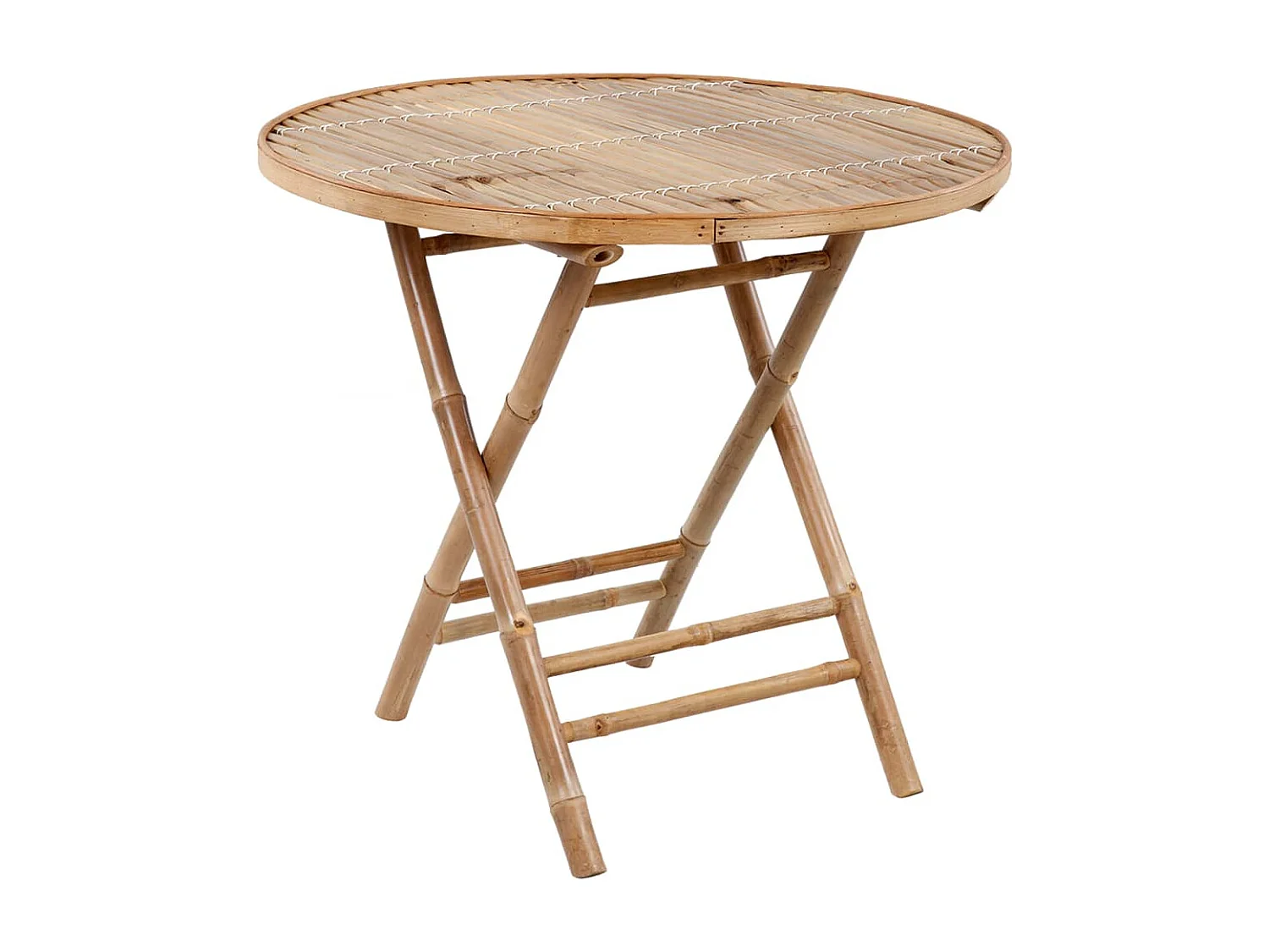 Mobilier à dîner d'extérieur pliable 5 pcs avec coussins bambou