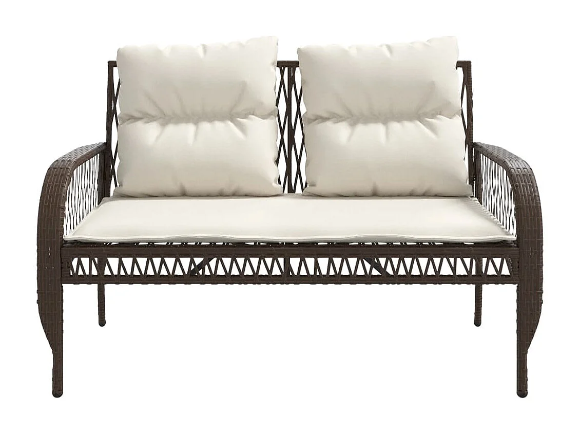 Salon de jardin 4 pcs avec coussins marron résine tressée