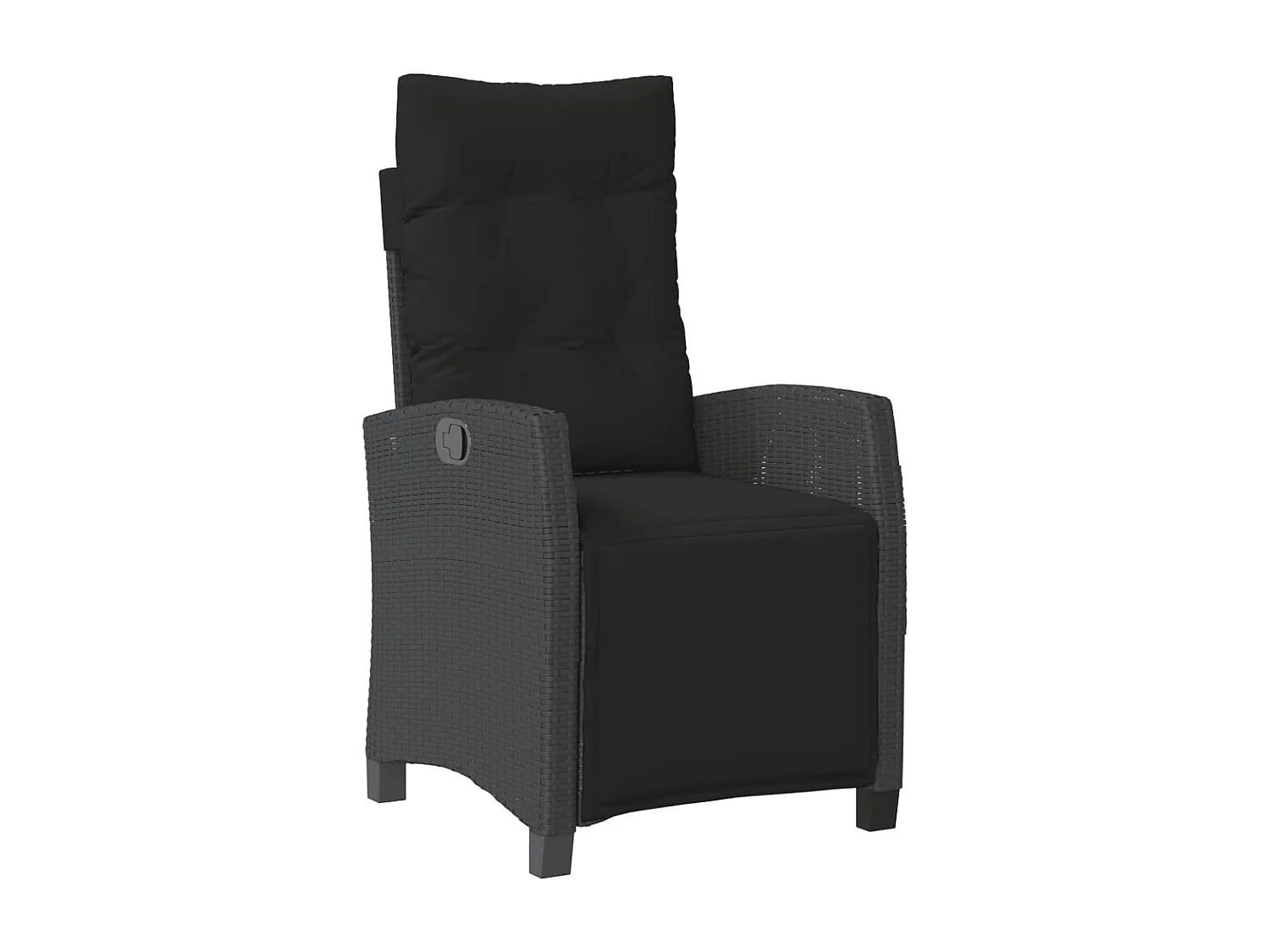 Set da Pranzo da Giardino 7 pz Nero con Cuscini in Polyrattan