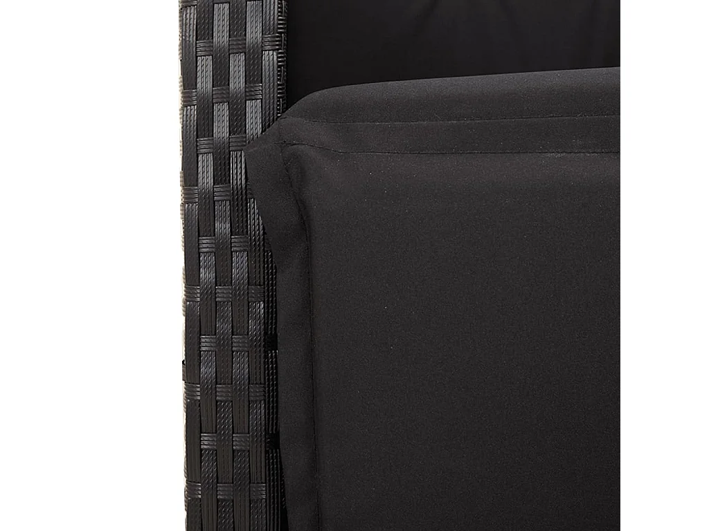 Set da Pranzo da Giardino 7 pz Nero con Cuscini in Polyrattan