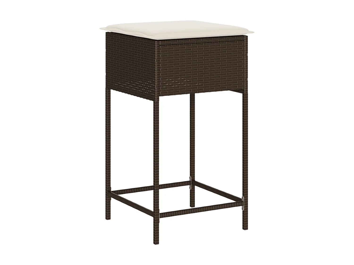 Ensemble de bar de jardin 3 pcs et coussins brun résine tressée