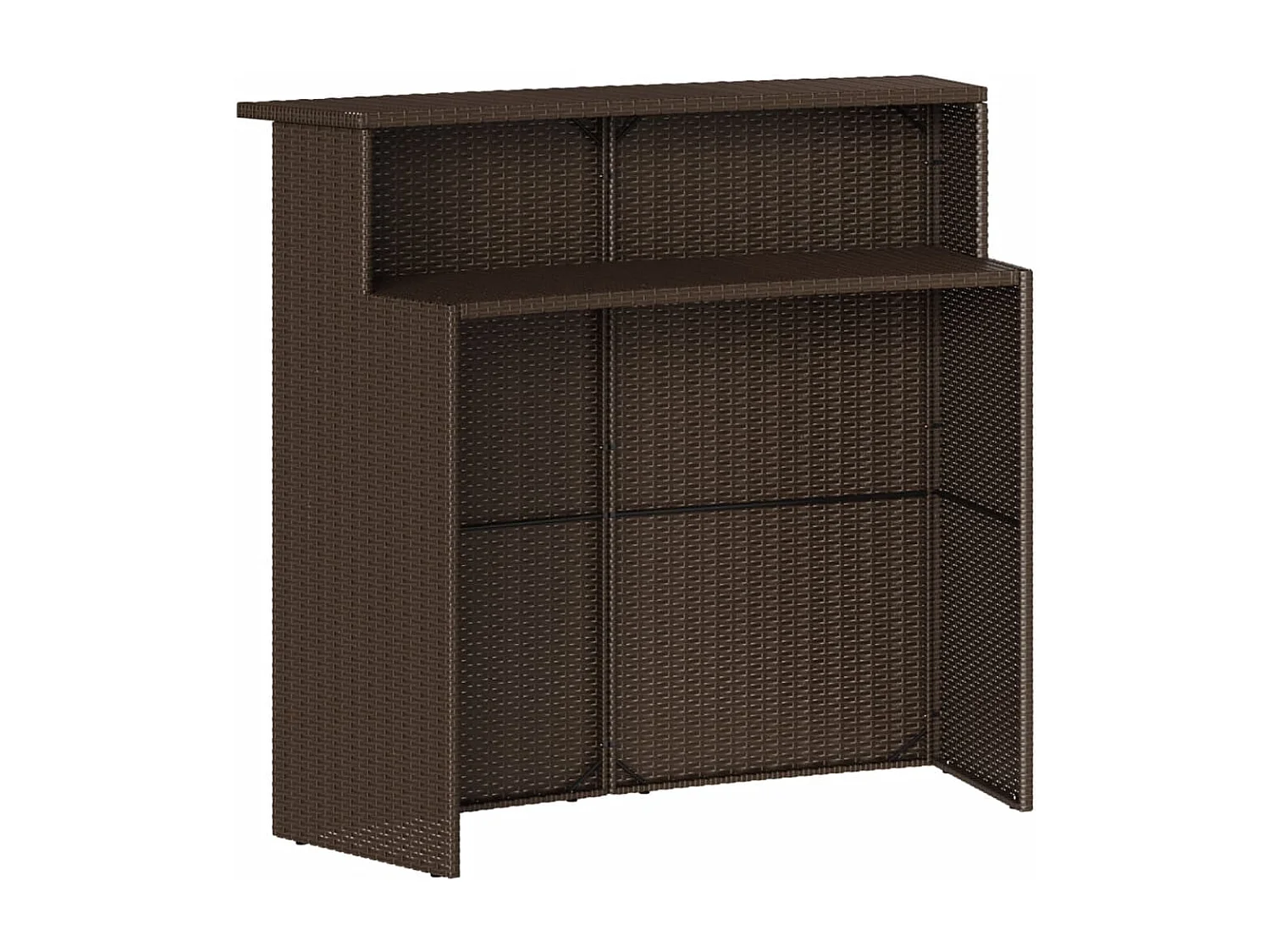 Ensemble de bar de jardin 3 pcs et coussins brun résine tressée