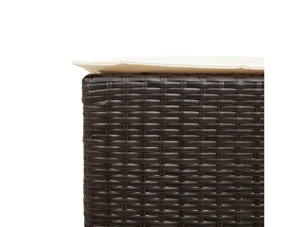 Ensemble de bar de jardin 3 pcs et coussins brun résine tressée