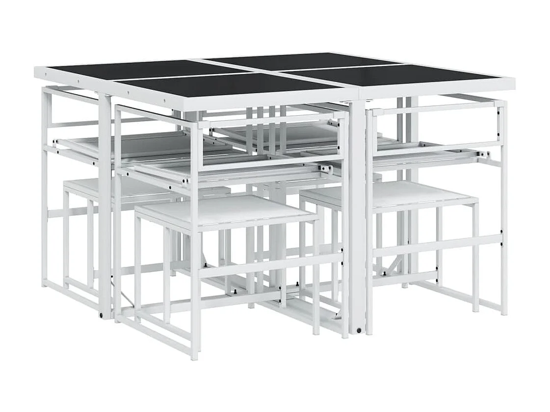 Juego de comedor de jardín 9 pzas con cojines textilene blanco