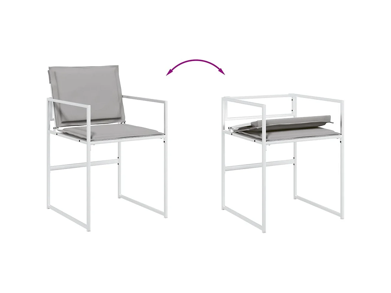 Ensemble à manger de jardin avec coussins 9 pcs blanc textilène