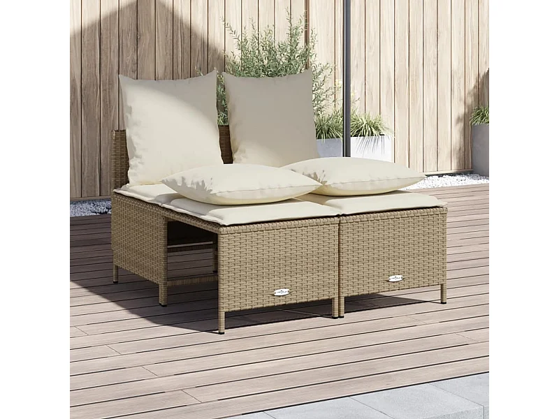 Salon de jardin avec coussins 4 pcs beige résine tressée