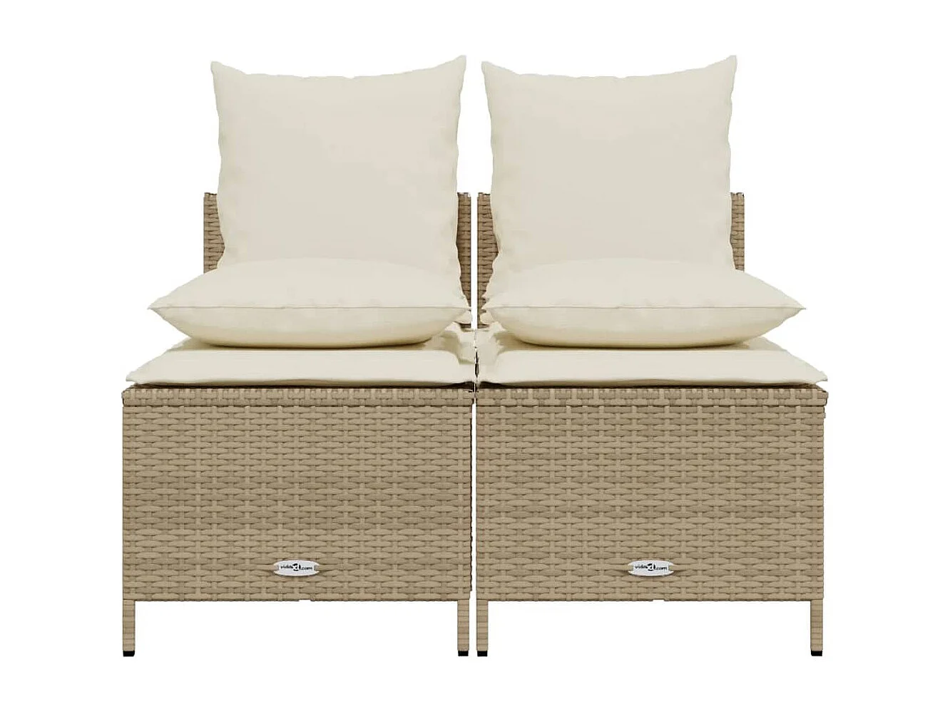 Set Divano da Giardino 4 pz con Cuscini Beige in Polyrattan