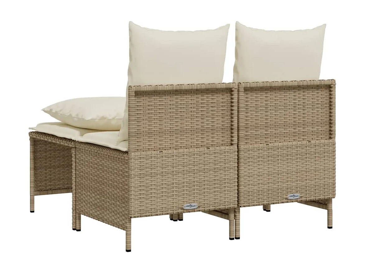 Salon de jardin avec coussins 4 pcs beige résine tressée