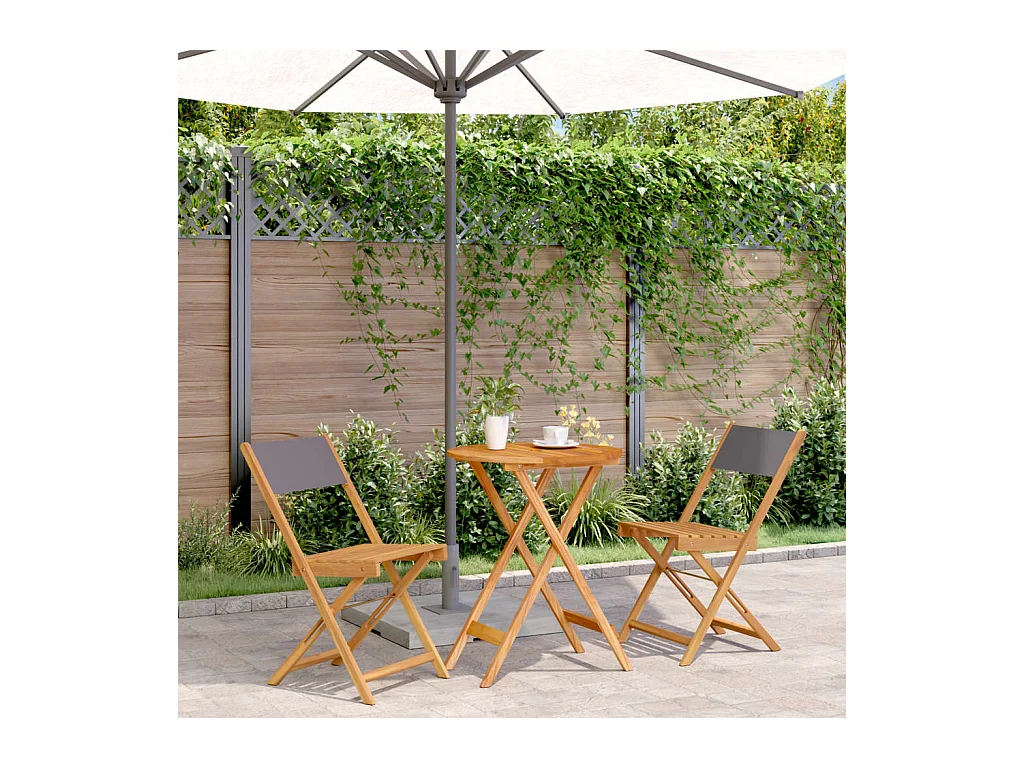 Ensemble de bistro 3 pcs anthracite tissu et bois massif