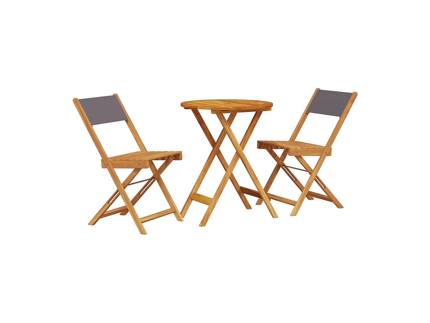 3-tlg. Bistro-Set Anthrazit Stoff und Massivholz