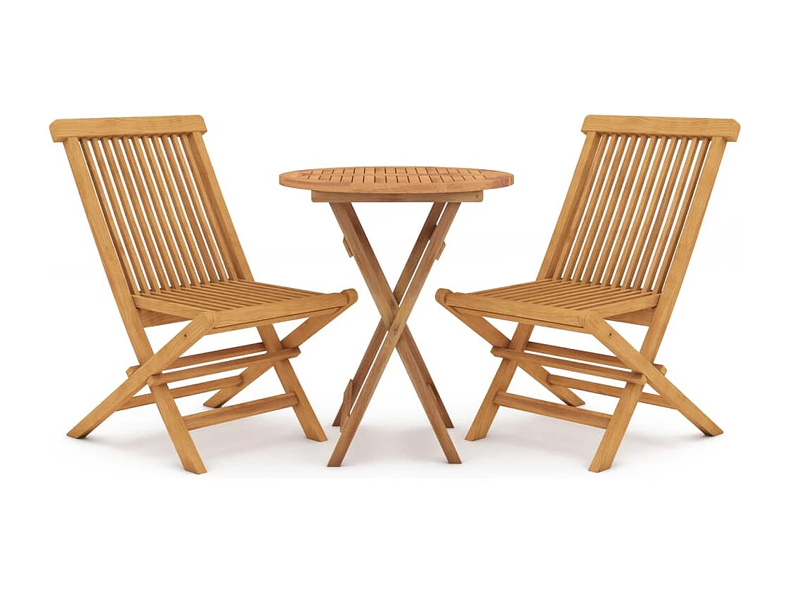Set da Pranzo per Giardino 3 pz in Legno Massello di Teak