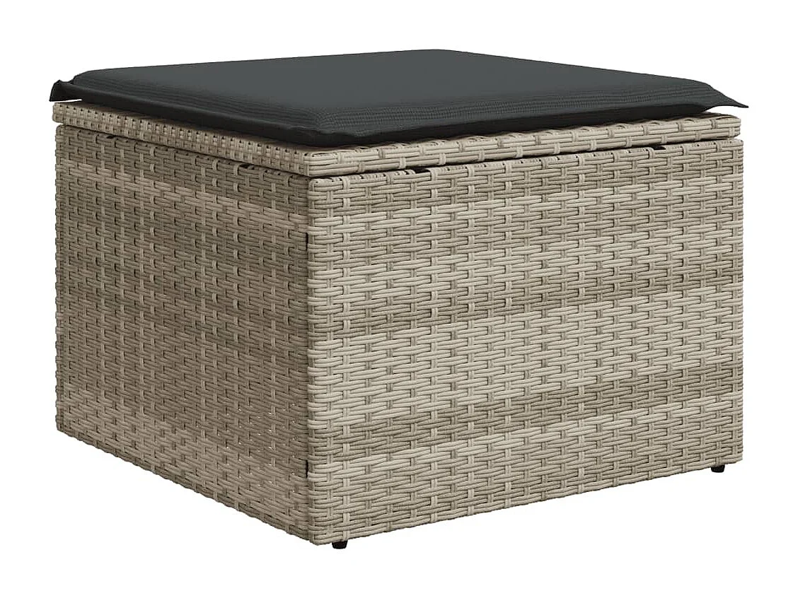 Salon de jardin 8 pcs avec coussins gris clair résine tressée