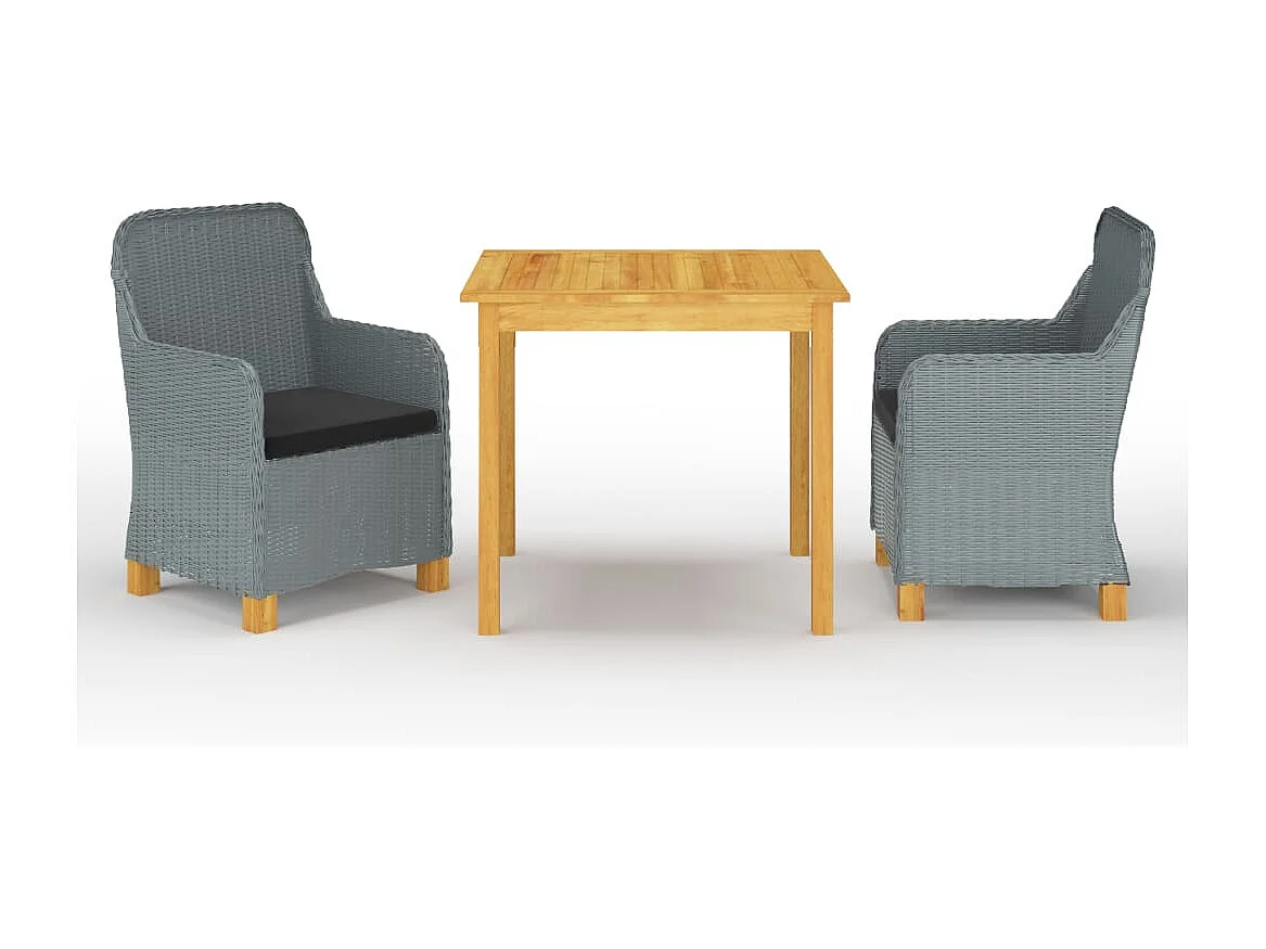 Ensemble à manger de jardin 3 pcs Gris clair