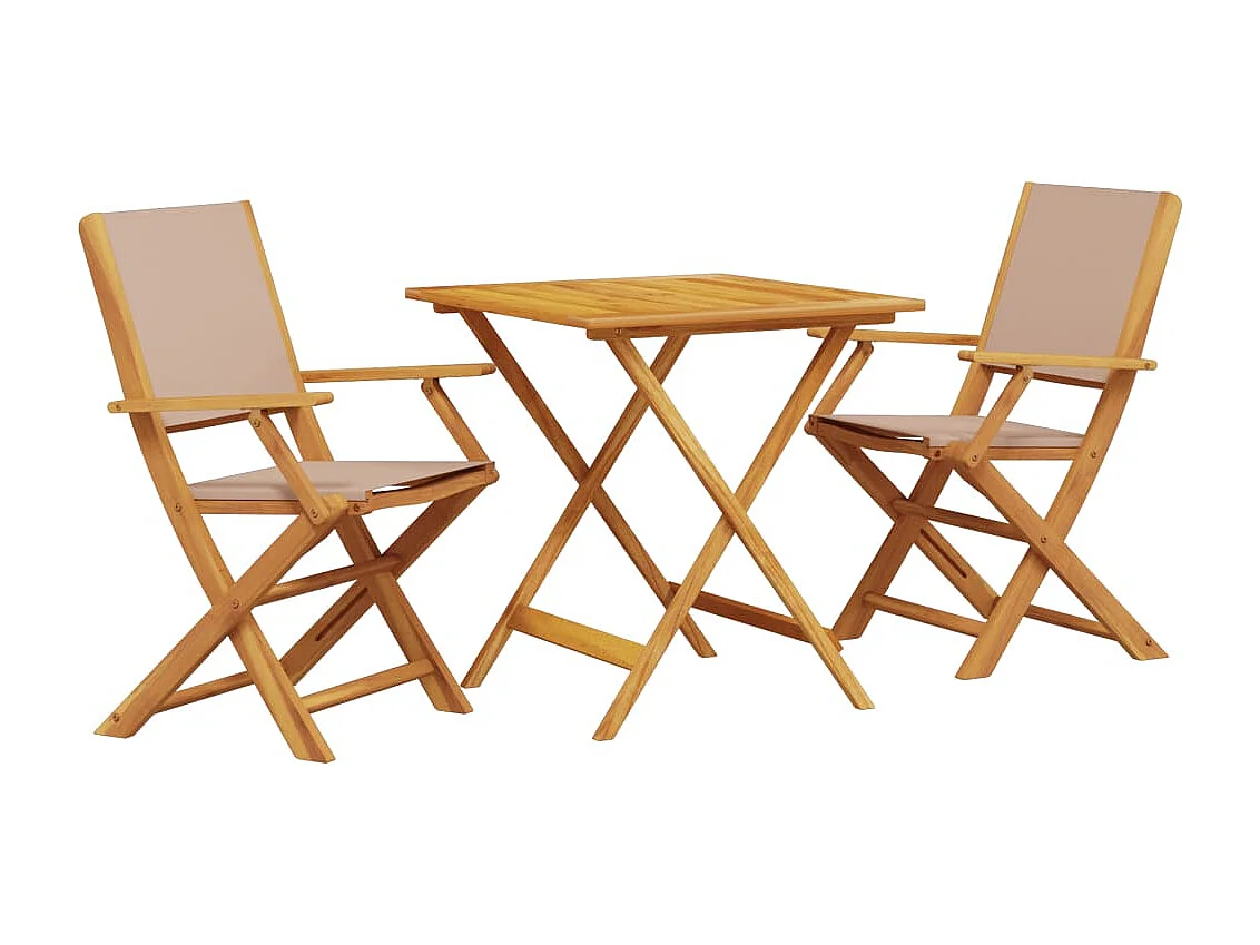 Set da Bistrot 3pz Tortora in Tessuto e Legno Massello