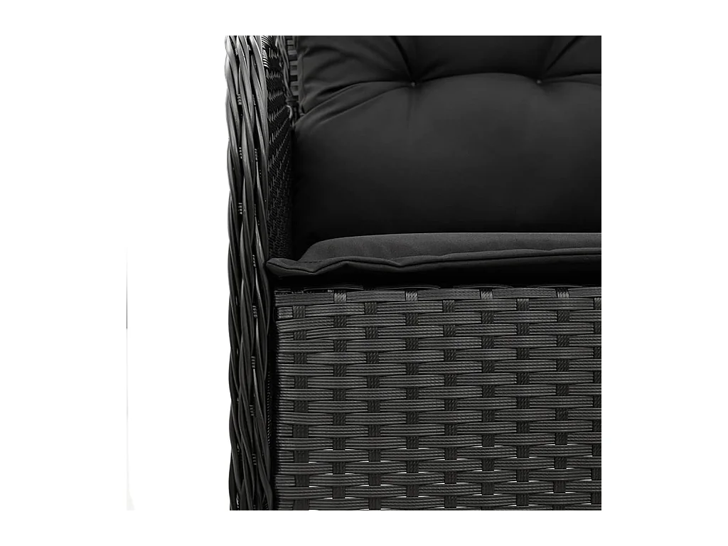 5-tlg. Garten-Essgruppe mit Kissen Schwarz Poly Rattan