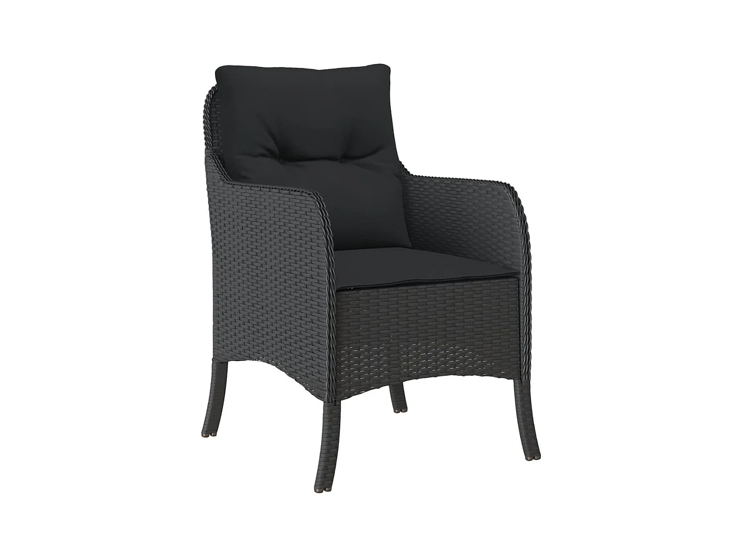 5-tlg. Garten-Essgruppe mit Kissen Schwarz Poly Rattan