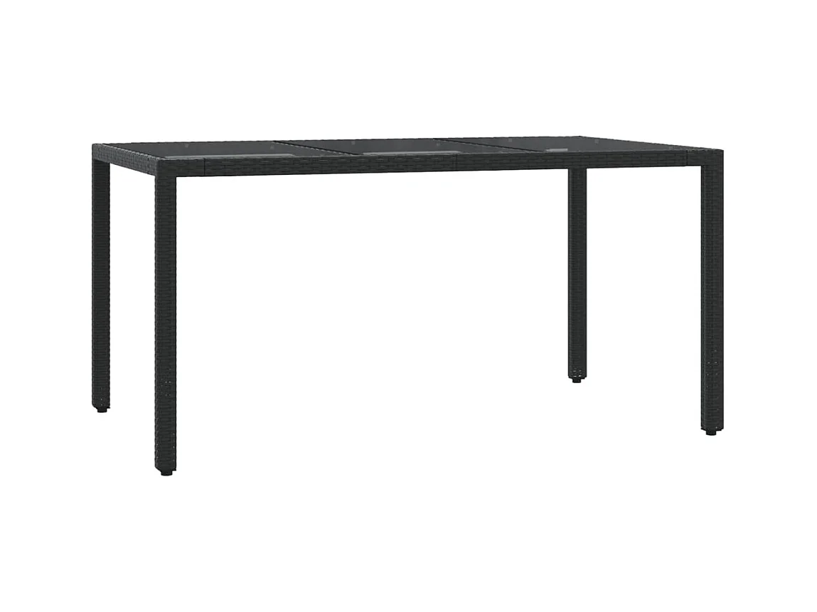 5-tlg. Garten-Essgruppe mit Kissen Schwarz Poly Rattan