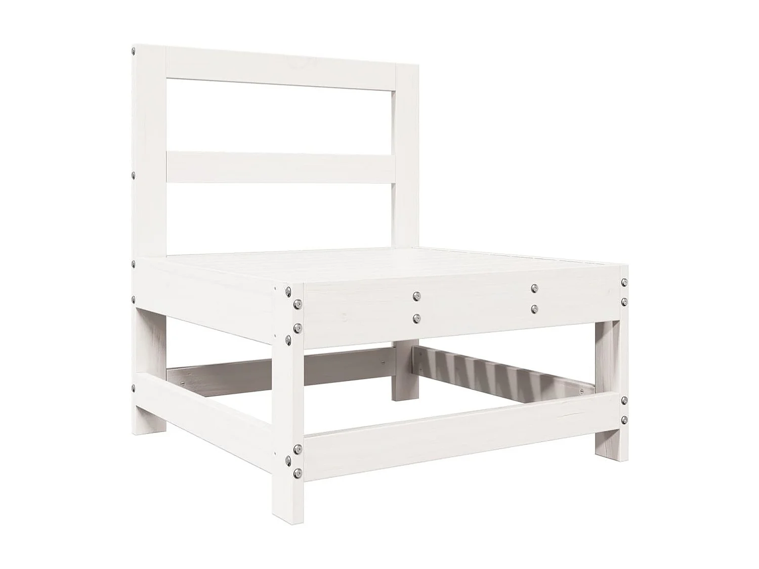 Salon de jardin 7 pcs Blanc Bois de pin massif