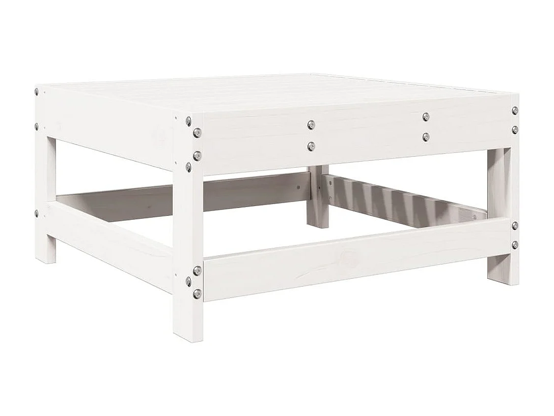 Salon de jardin 7 pcs Blanc Bois de pin massif