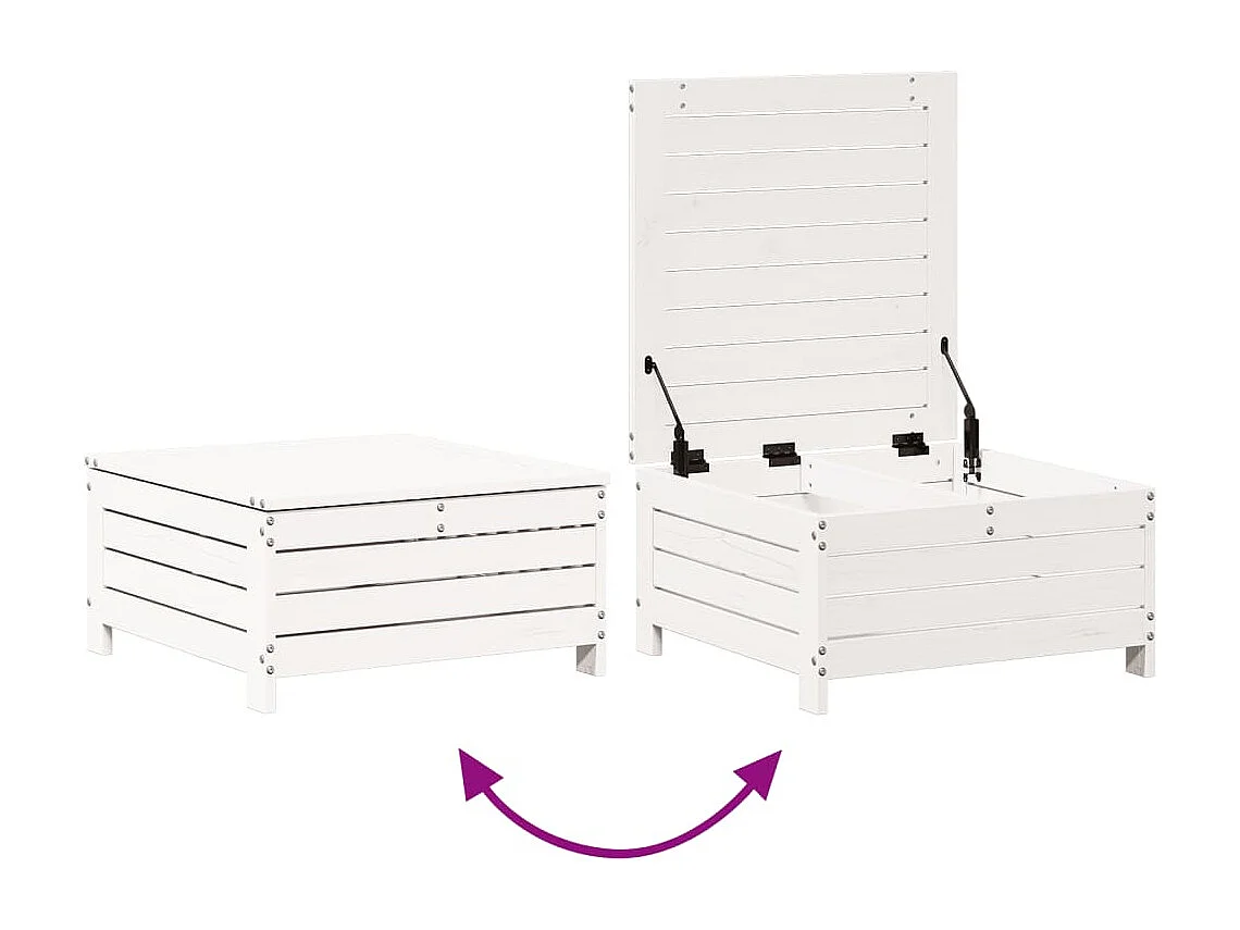 Salon de jardin 7 pcs Blanc Bois de pin massif