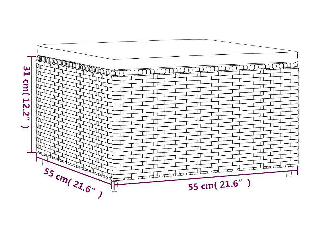 6-delige Loungeset met kussens poly rattan bruin