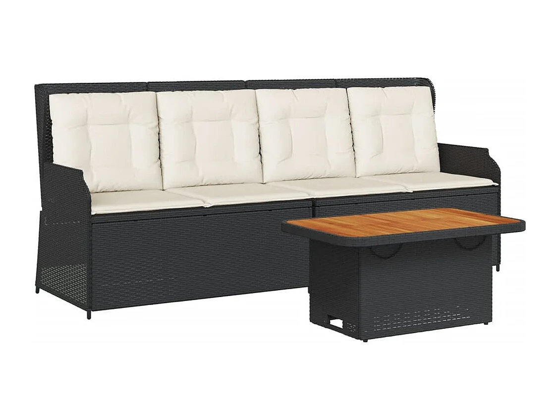 Set Divani da Giardino 3 pz con Cuscini Nero in Polyrattan