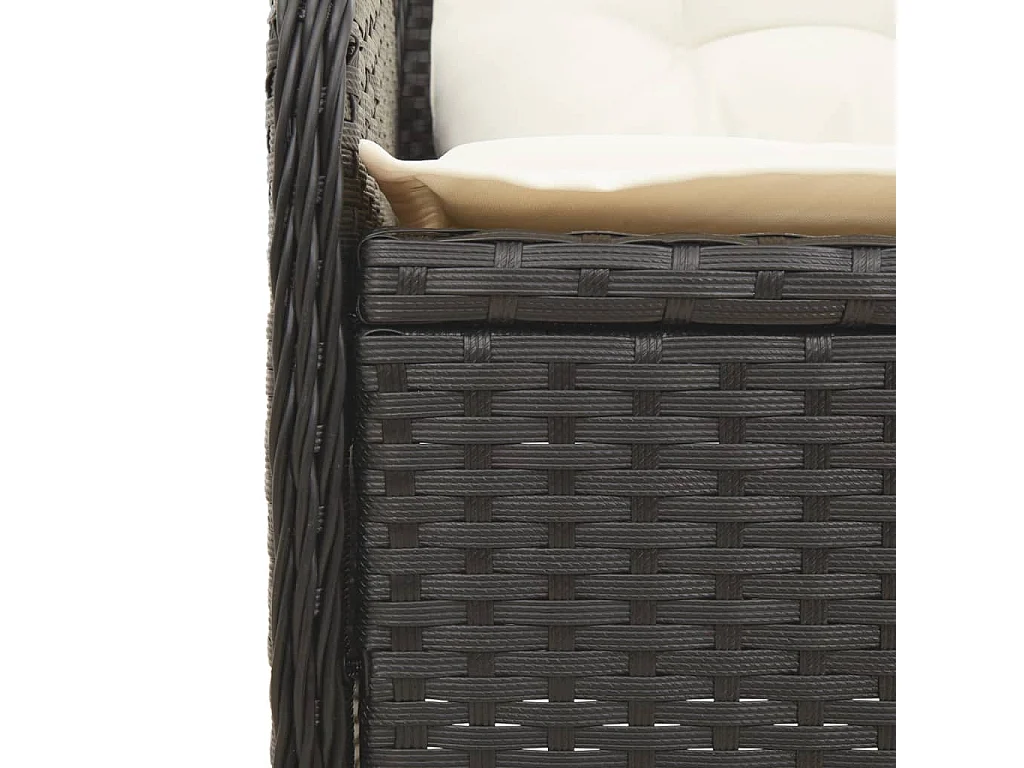 Set Divani da Giardino 3 pz con Cuscini Nero in Polyrattan