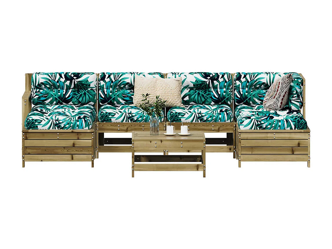 Salon de jardin 7 pcs bois de pin imprégné