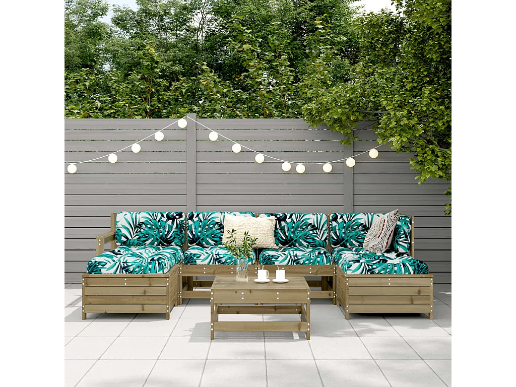 Salon de jardin 7 pcs bois de pin imprégné