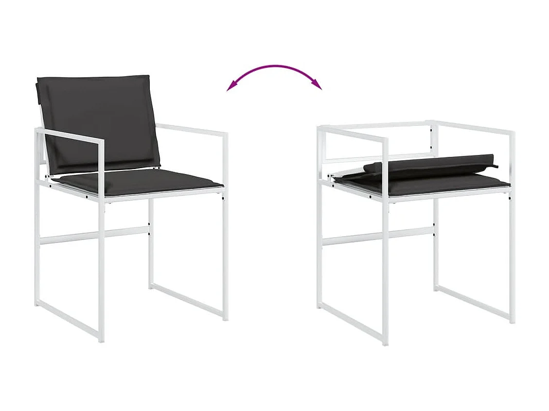 Set da Pranzo da Giardino 9 pz con Cuscini Bianco in Textilene