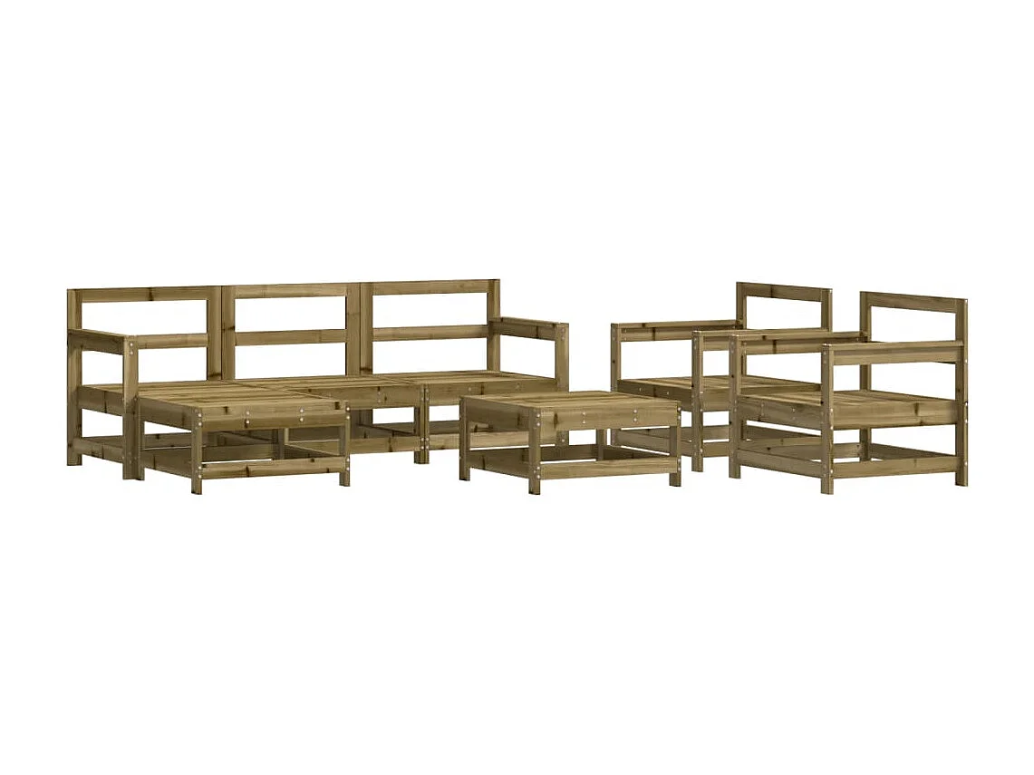 Set Salotto da Giardino 7 pz in Legno Impregnato di Pino