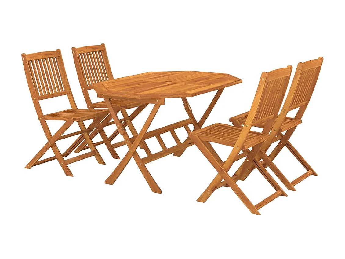 Set da Pranzo da Giardino 5 pz in Legno Massello di Acacia