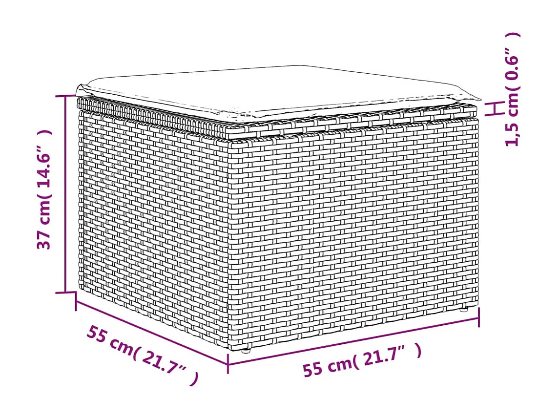 12-delige Loungeset met kussens poly rattan zwart